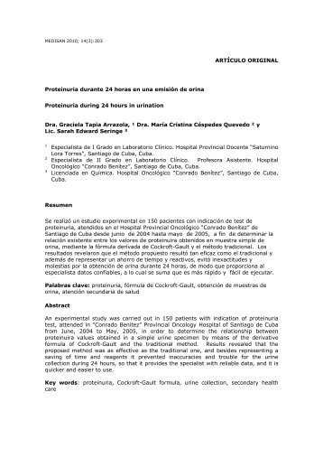 Proteinuria durante 24 horas en una emisión de orina