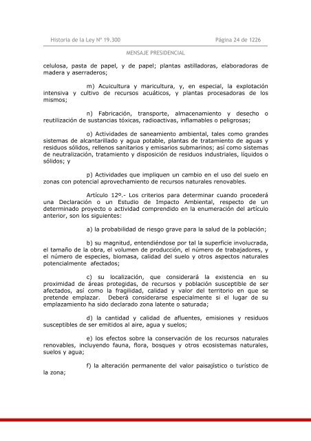 Historia de la Ley Nº 19.300 Bases del Medio Ambiente. - Ley Chile