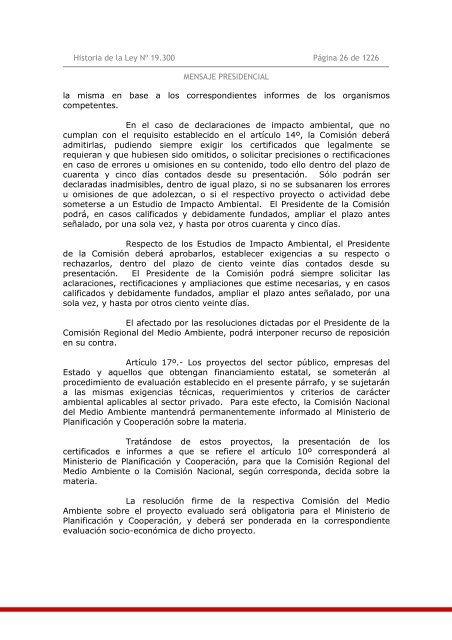 Historia de la Ley Nº 19.300 Bases del Medio Ambiente. - Ley Chile