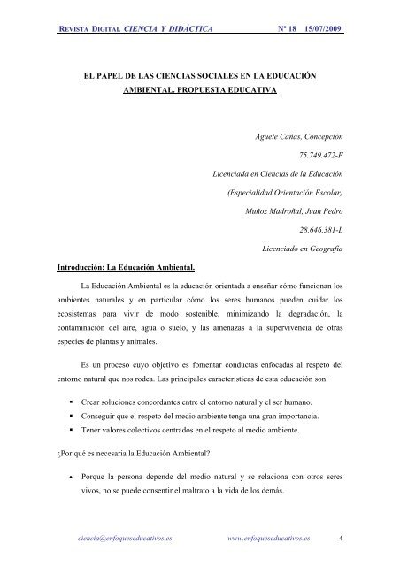 Nº18 15/07/2009 - enfoqueseducativos.es