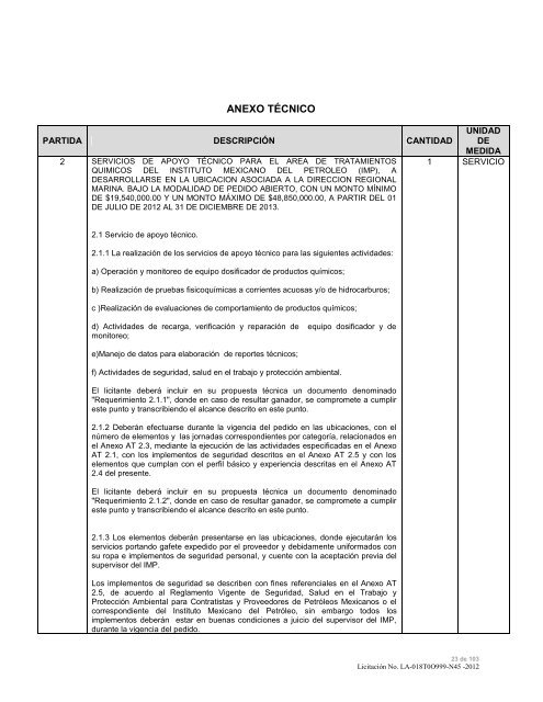 modelo de convocatoria a la licitacion publica nacional - Instituto ...