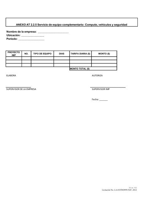 modelo de convocatoria a la licitacion publica nacional - Instituto ...