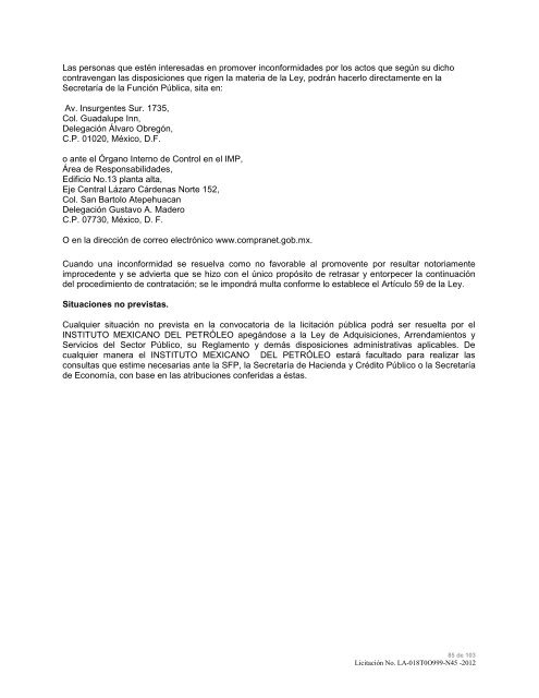 modelo de convocatoria a la licitacion publica nacional - Instituto ...