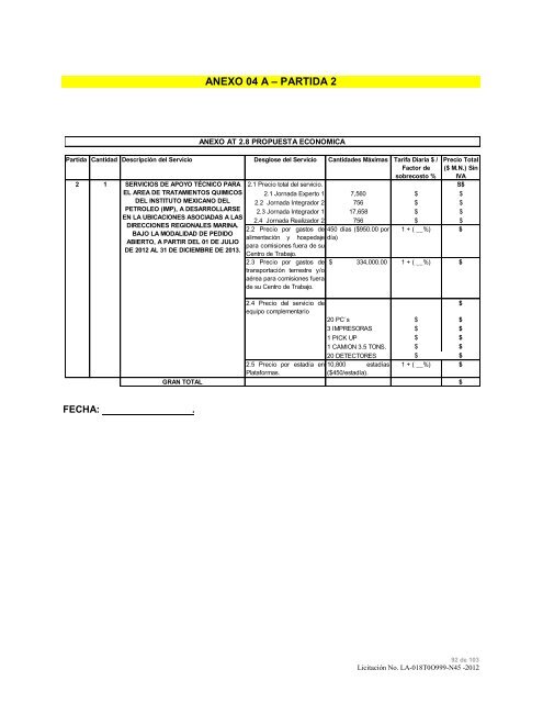 modelo de convocatoria a la licitacion publica nacional - Instituto ...