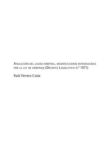 Anulacion del Laudo Arbitral. Modificaciones introducidas por la ley de