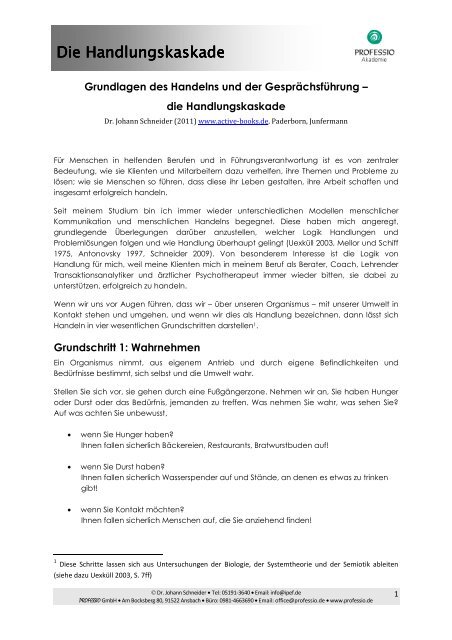 die Handlungskaskade - Professio GmbH