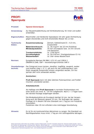 Technisches Datenblatt - Ernstbrunner Kalktechnik GmbH