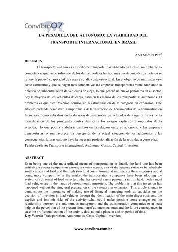 la pesadilla del autónomo: la viabilidad del transporte - Convibra