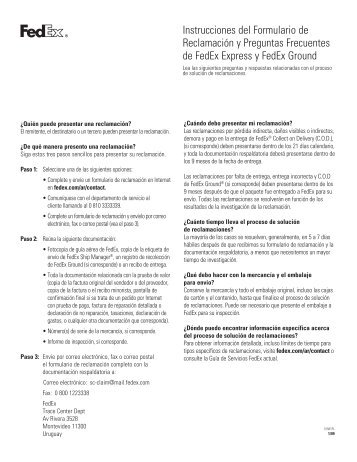 Instrucciones del Formulario de Reclamación y Preguntas ... - FedEx