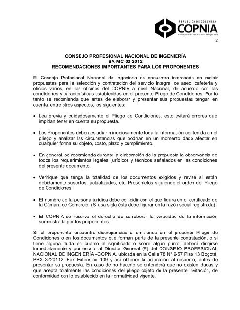 consejo profesional nacional de ingeniería nit 800.214.417 ... - Copnia