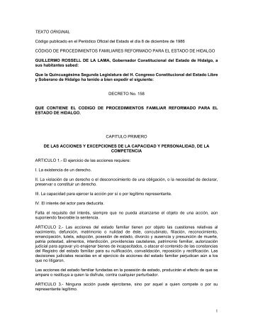 codigo de procedimientos familiares reformado para el estado