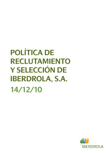 Política de Reclutamiento y Selección de Iberdrola, S.A. [PDF]