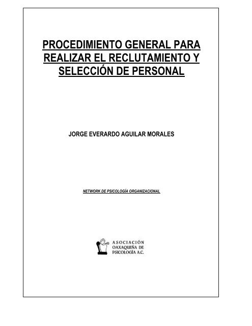 Procedimiento de reclutamiento y selección de ... - Conductitlan