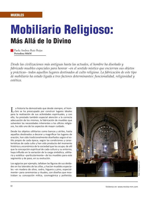 Mobiliario Religioso: - Revista El Mueble y La Madera
