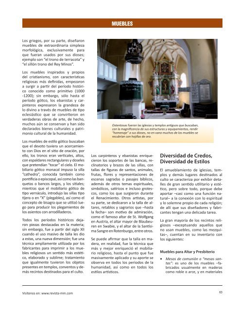 Mobiliario Religioso: - Revista El Mueble y La Madera