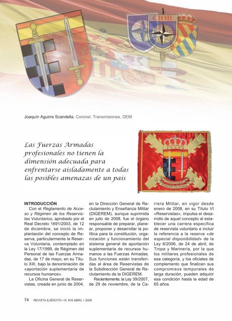 revista ejército nº 816 abril 2009 - Portal de Cultura de Defensa ...