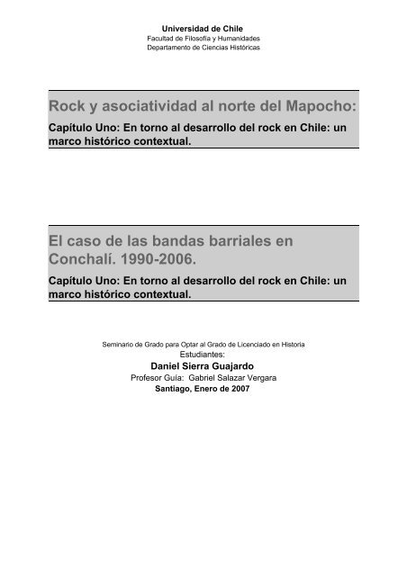 Capítulo Uno: En torno al desarrollo del rock en Chile - Tesis ...