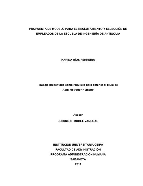 propuesta de modelo para el reclutamiento y selección - Institución ...