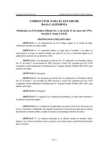 codigo civil para el estado de baja california - Testamentos