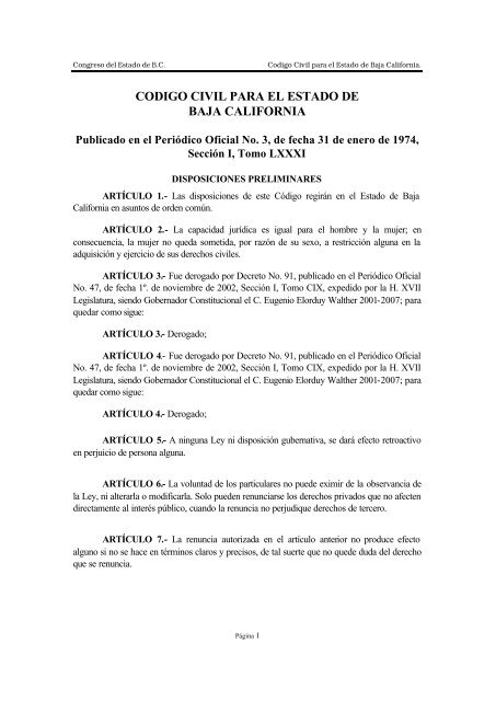 codigo civil para el estado de baja california - Testamentos