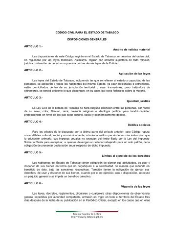 codigo civil del estado de Tabasco