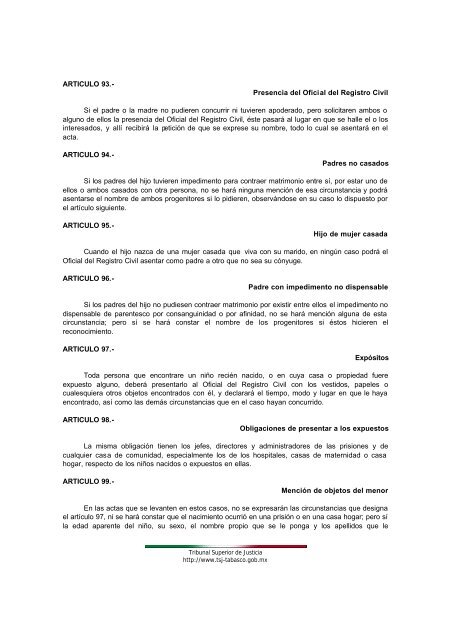 codigo civil del estado de Tabasco