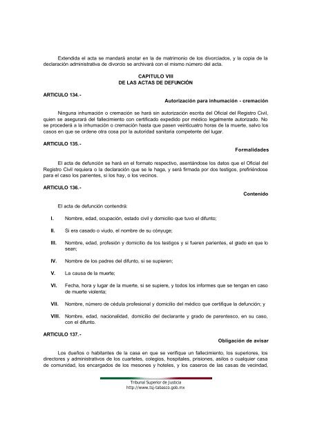 codigo civil del estado de Tabasco