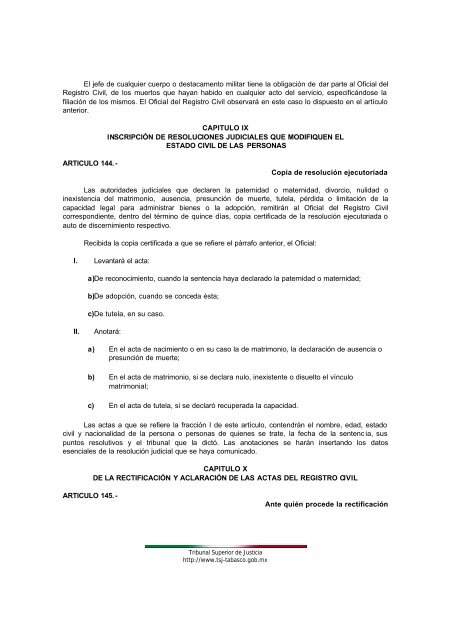 codigo civil del estado de Tabasco