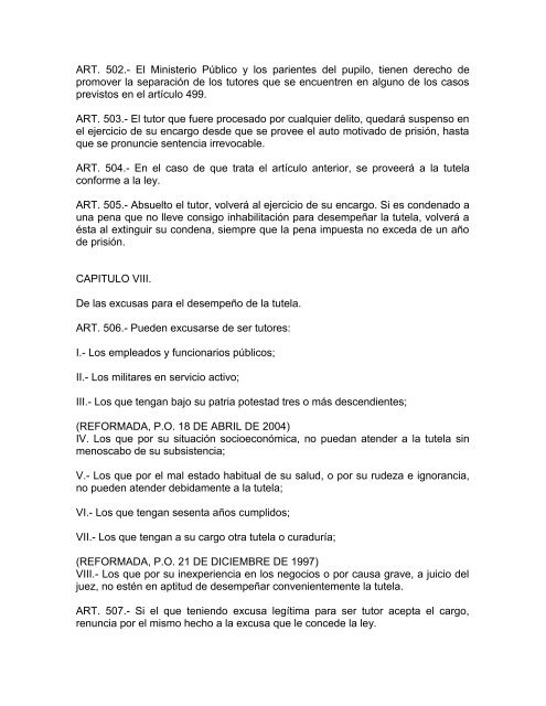 CODIGO CIVIL ULTIMA REFORMA PUBLICADA EN EL PERIODICO ...