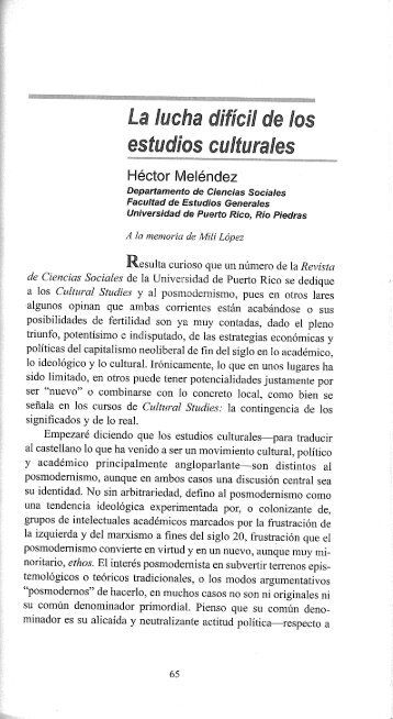 Héctor Meléndez - Revista de Ciencias Sociales UPR