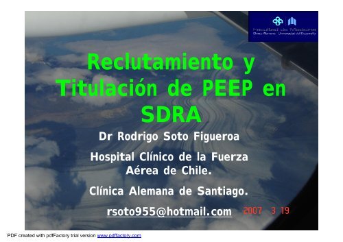 Talca Reclutamiento y titulación de PEEP para SDRA, E Learnin g