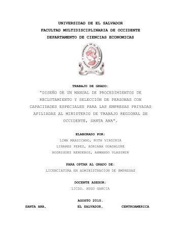 “Diseño de un Manual de Procedimientos para el Reclutamiento y la ...