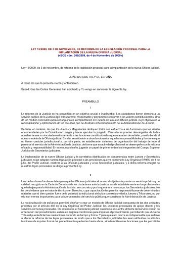 LEY 13/2009, DE 3 DE NOVIEMBRE, DE REFORMA DE LA ... - Inicio