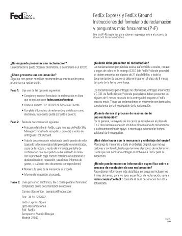 Formulario de Reclamación - FedEx