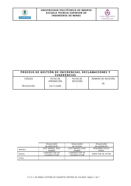 PR Gestión de Incidencias, Reclamaciones y Sugerencias