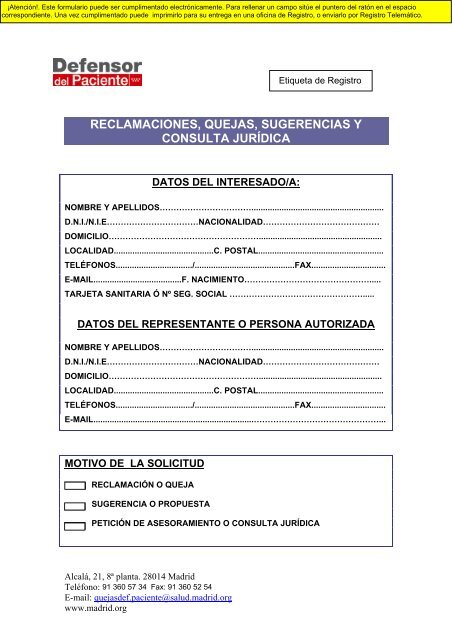 00. Reclamaciones, quejas, sugerencias y consulta jurídica