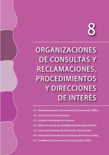 8. Organizaciones de consultas y reclamaciones, procedimientos y ...