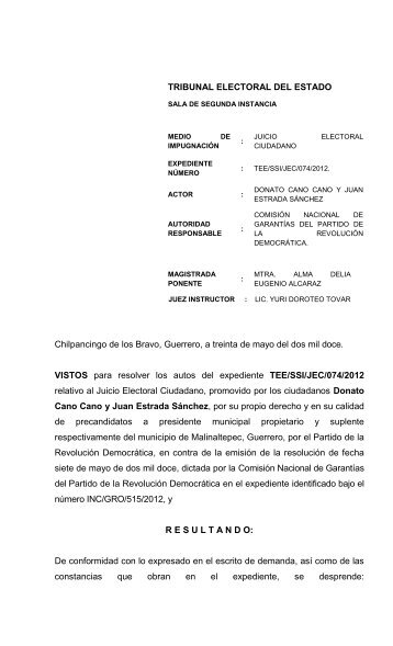 TEE/SSI/JEC/074/2012 - Tribunal Electoral del Estado de Guerrero