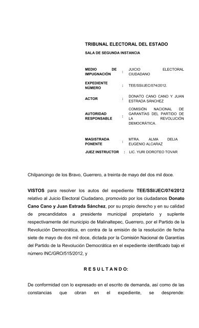 TEE/SSI/JEC/074/2012 - Tribunal Electoral del Estado de Guerrero
