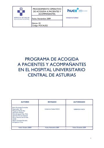 Plan acogida pacientes - Hospital Universitario Central de Asturias