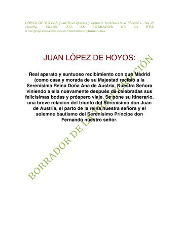 JUAN LÓPEZ DE HOYOS: - CSIC