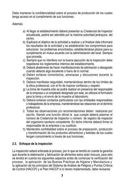 manual del inspector sanitario de alimentos - Organización ...