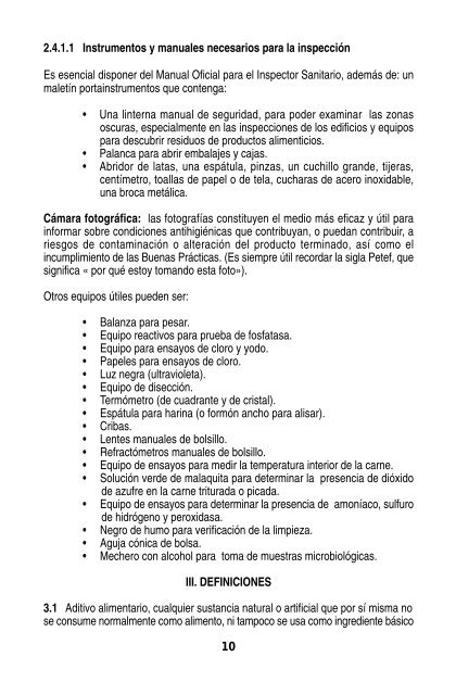 manual del inspector sanitario de alimentos - Organización ...