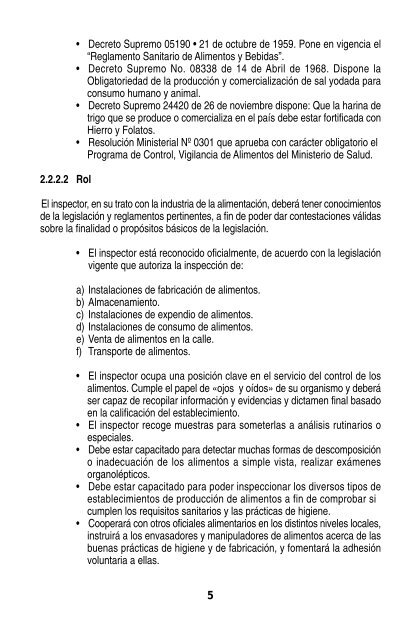 manual del inspector sanitario de alimentos - Organización ...