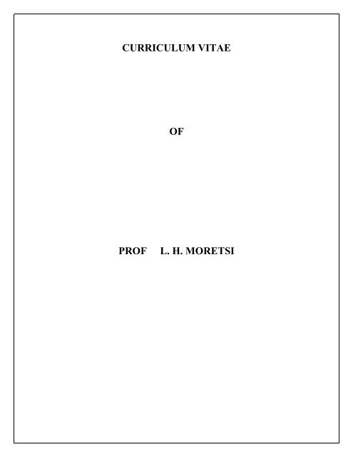 CURRICULUM VITAE - Potchefstroom University