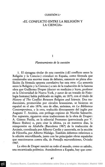 EL CONFLICTO ENTRE LA RELIGIÓN Y LA CIENCIA - Fundación ...