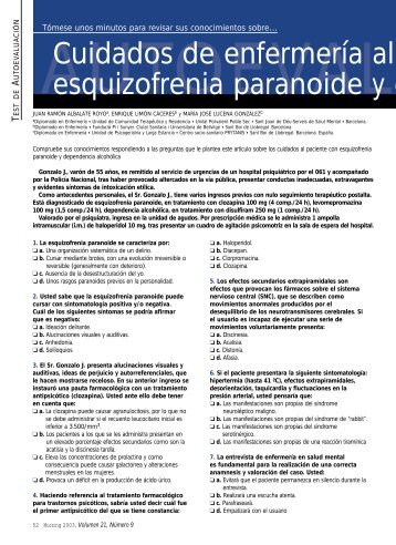 Cuidados de enfermería al paciente con esquizofrenia paranoide y ...