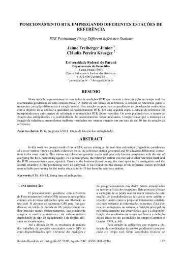 Posicionamento RTK empregando diferentes estações de ... - RBC