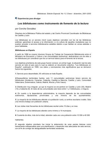 Los bibliobuses como instrumento de fomento de la lectura / Tomás ...
