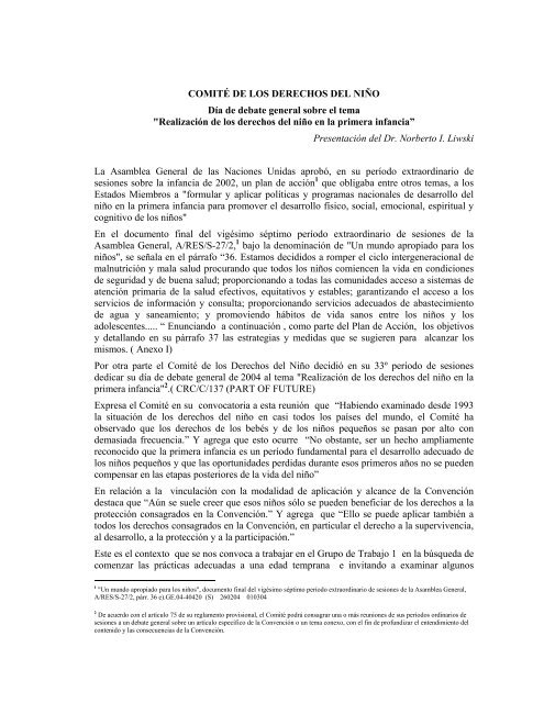 COMITÉ DE LOS DERECHOS DEL NIÑO Día de debate ... - CRIN